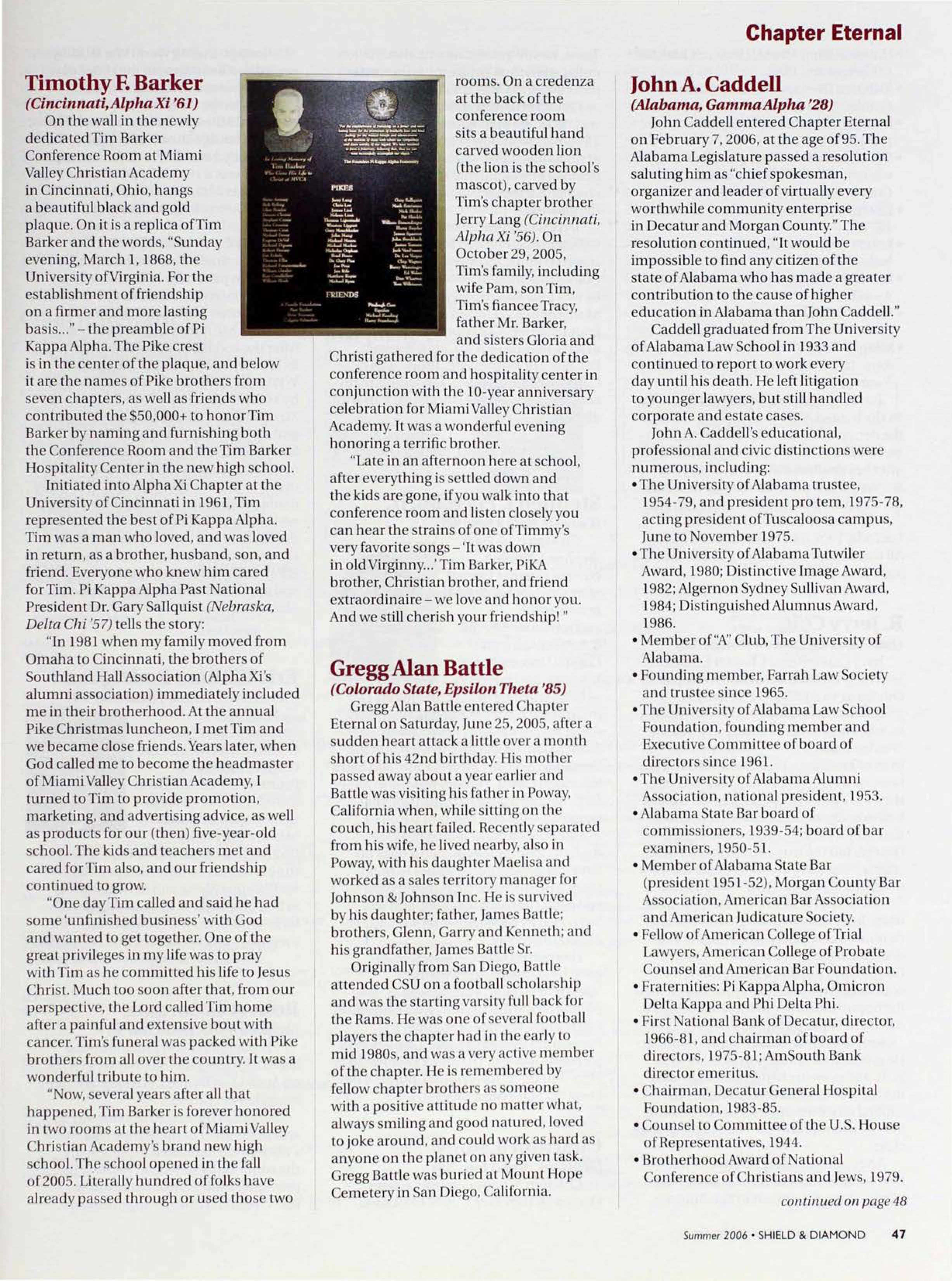 Chapter Eternal, Summer 2006